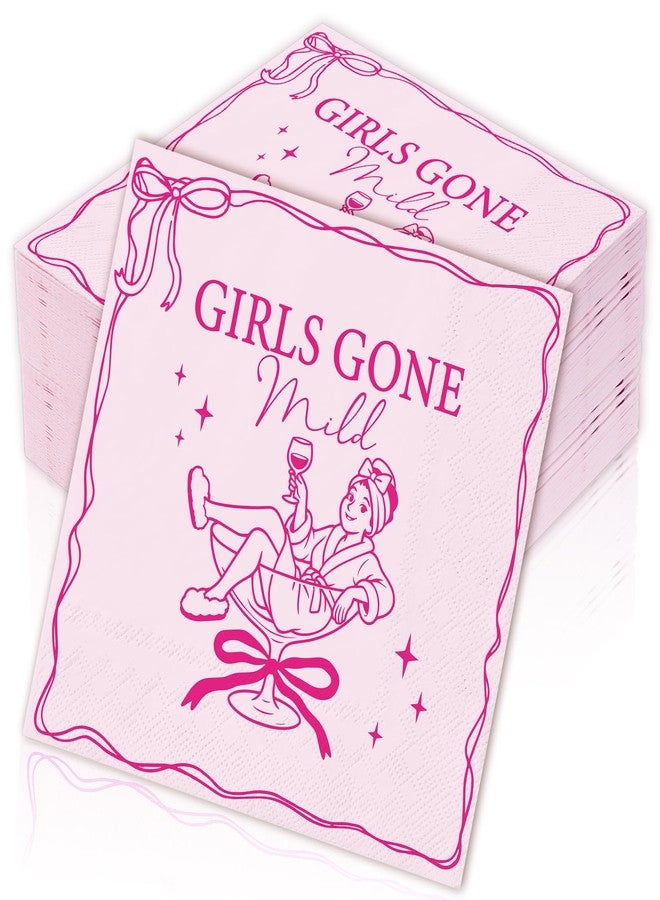 JarThenaAMCS 50 Pcs Girls Gone Mild Cocktail Napkin 3 Ply Disposable Paper Napkin Pink Drink Beverage Napkins for Galentine's Day Girls Night Bachelorette Pajama Spa Party Home Table Supplies Decor - Image 1